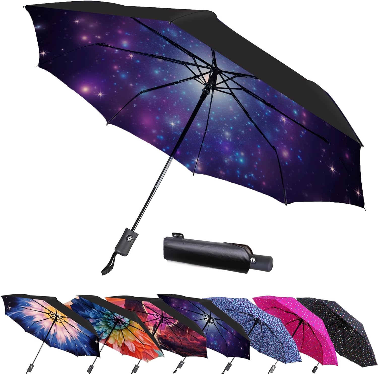 MRTLLOA 42/49 Inch Compact Windproof Travel Umbrella for Rain, Lightweight, Portable, Automatic