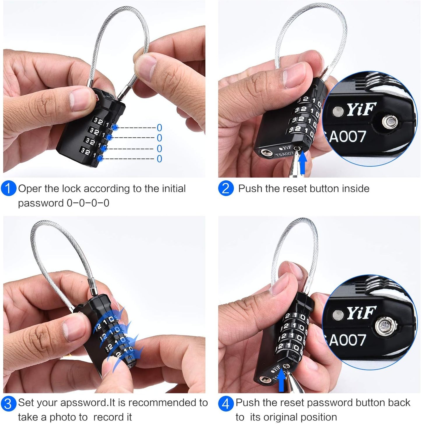 2 Packs TSA Luggage Locks with 14cm Flexible Cable, Diyife 4-Digit Combination Lock Security Padlock Travel Lock for Suitcase Luggage Backpack School or Gym Cabinet, etc. (Black & Sliver)