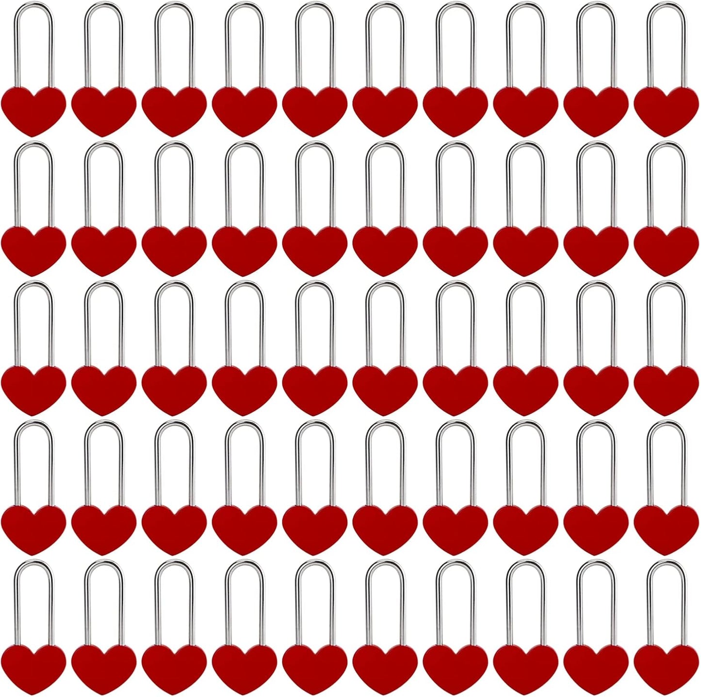 50PCS 3.5" 50mm Love Lock Heart Padlock,Red Single Heart Wish Lock for Lovers