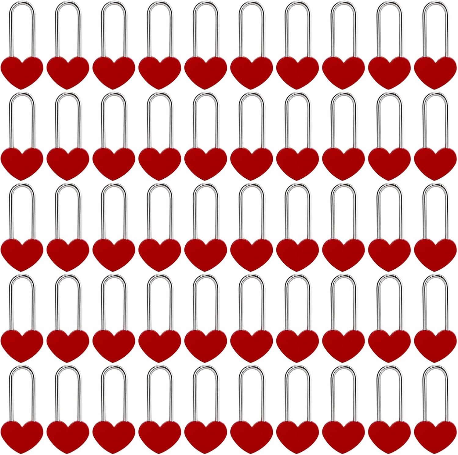 50PCS 3.5" 50mm Love Lock Heart Padlock,Red Single Heart Wish Lock for Lovers