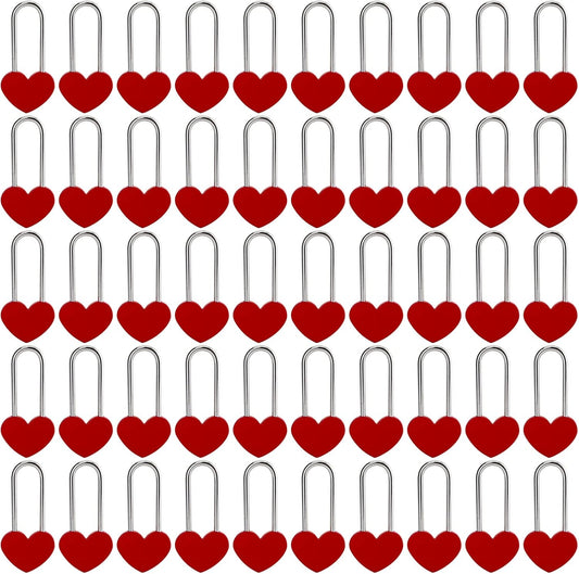 50PCS 3.5" 50mm Love Lock Heart Padlock,Red Single Heart Wish Lock for Lovers Wedding,Valentines,Anniversary,Travel(NO Key)