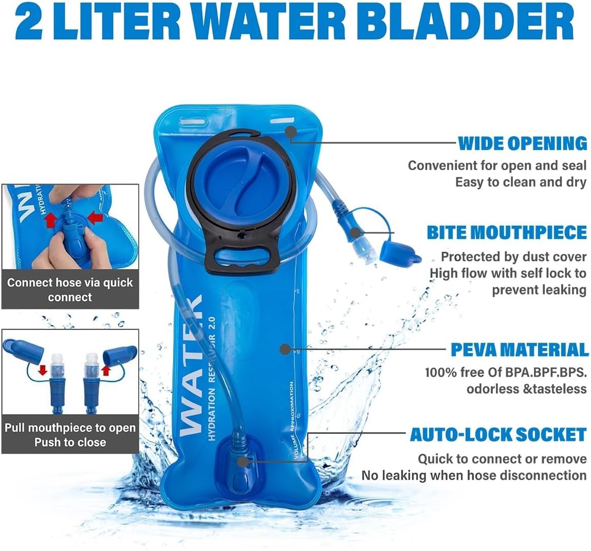 Insulated Hydration Backpack Pack with 2L Water Bladder Lightweight 22L Hiking Backpack Bag for