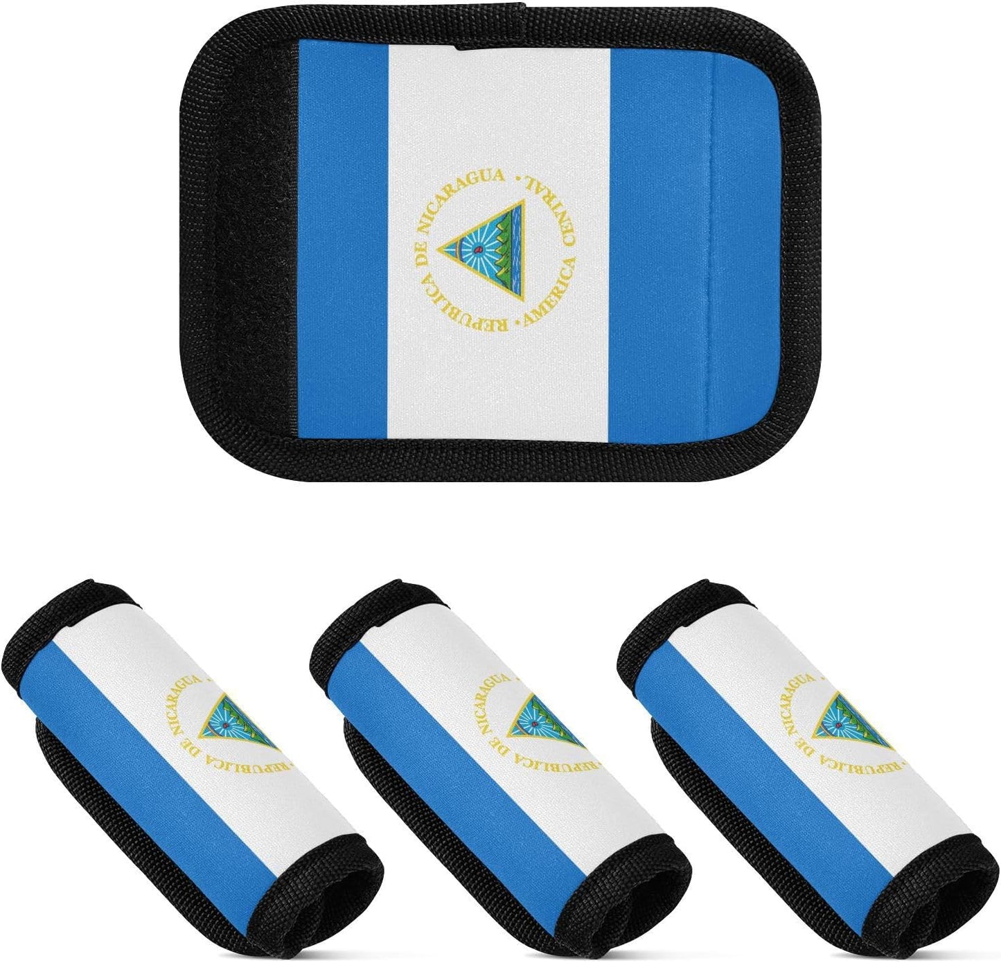 Nicaragua Flag 2 Pack Luggage Handle Wrap for Suitcase Luggage Identifier Travel Tags Handle Protection Sleeve Cover