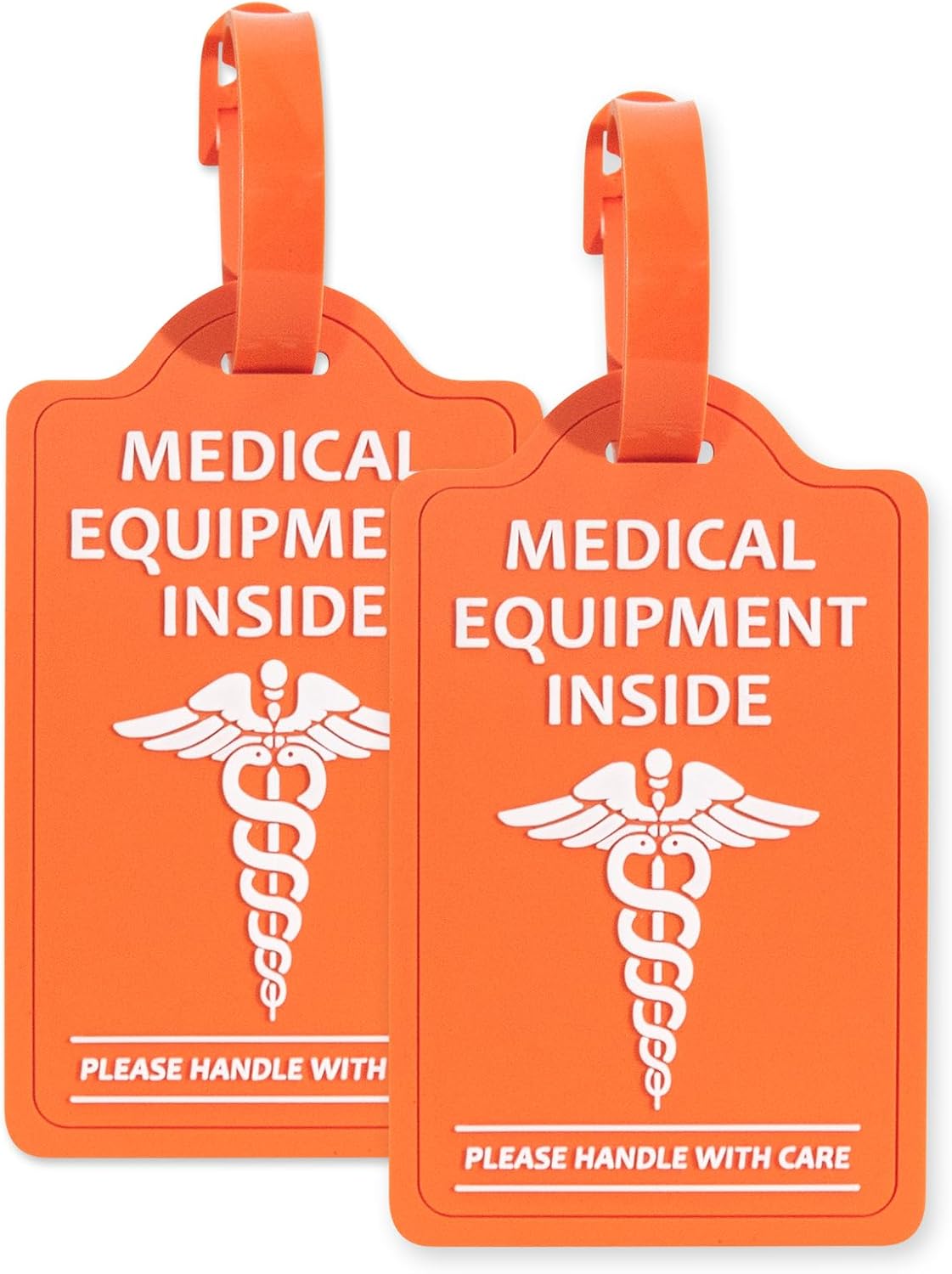 YULEAXIE Medical Equipment Luggage Tags (2-Pack) – TSA Approved Bright Orange & Blue Alert Tags for CPAP Devices, Mobility Equipment & Travel Bags – 4.25" x 2.59" Easy-Identify Medical ID Tags