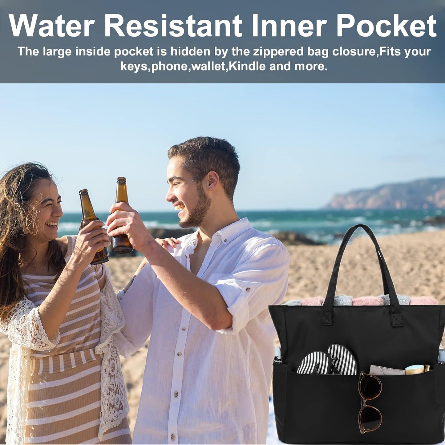 Bluboon Waterproof Beach Tote Pool Bags for Women Ladies Extra Large Carry On Bag With Wet Compartment for Weekender Travel