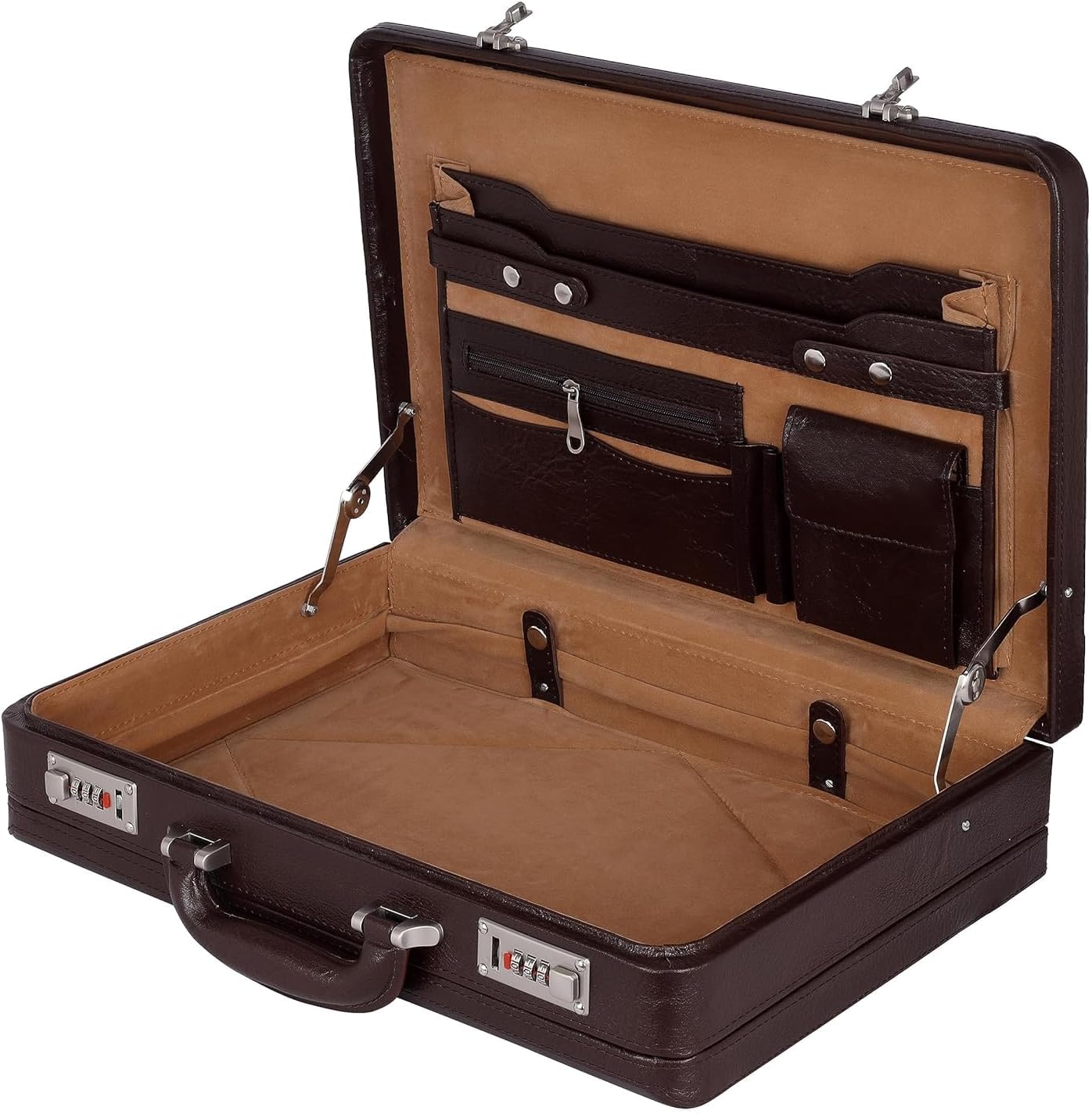 Full Grain Leather Briefcase Attache Case For Unisex Size L18 * W5 * H12 Inches Expandable Briefcase Bag