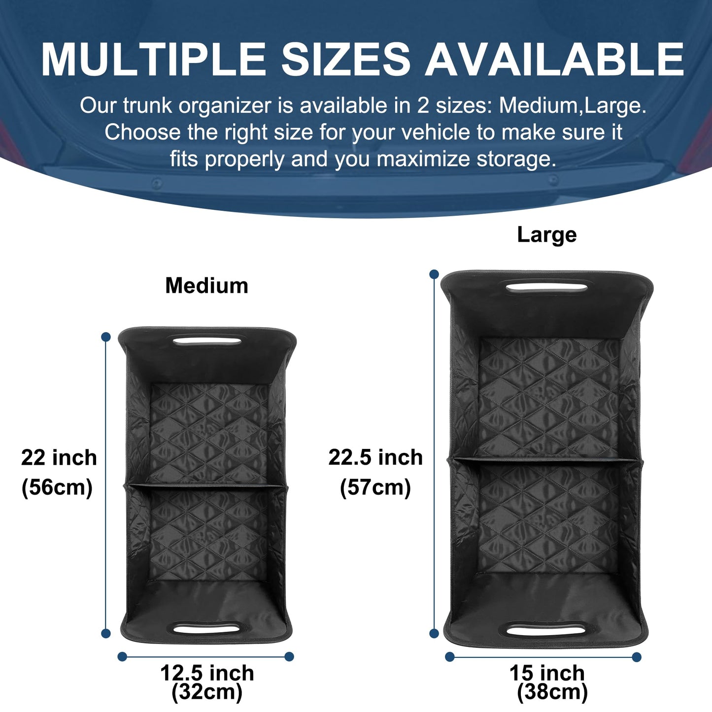 Deosk Car Trunk Organizer for SUV, Car Organizers and Storage with Reinforced Handles, Car