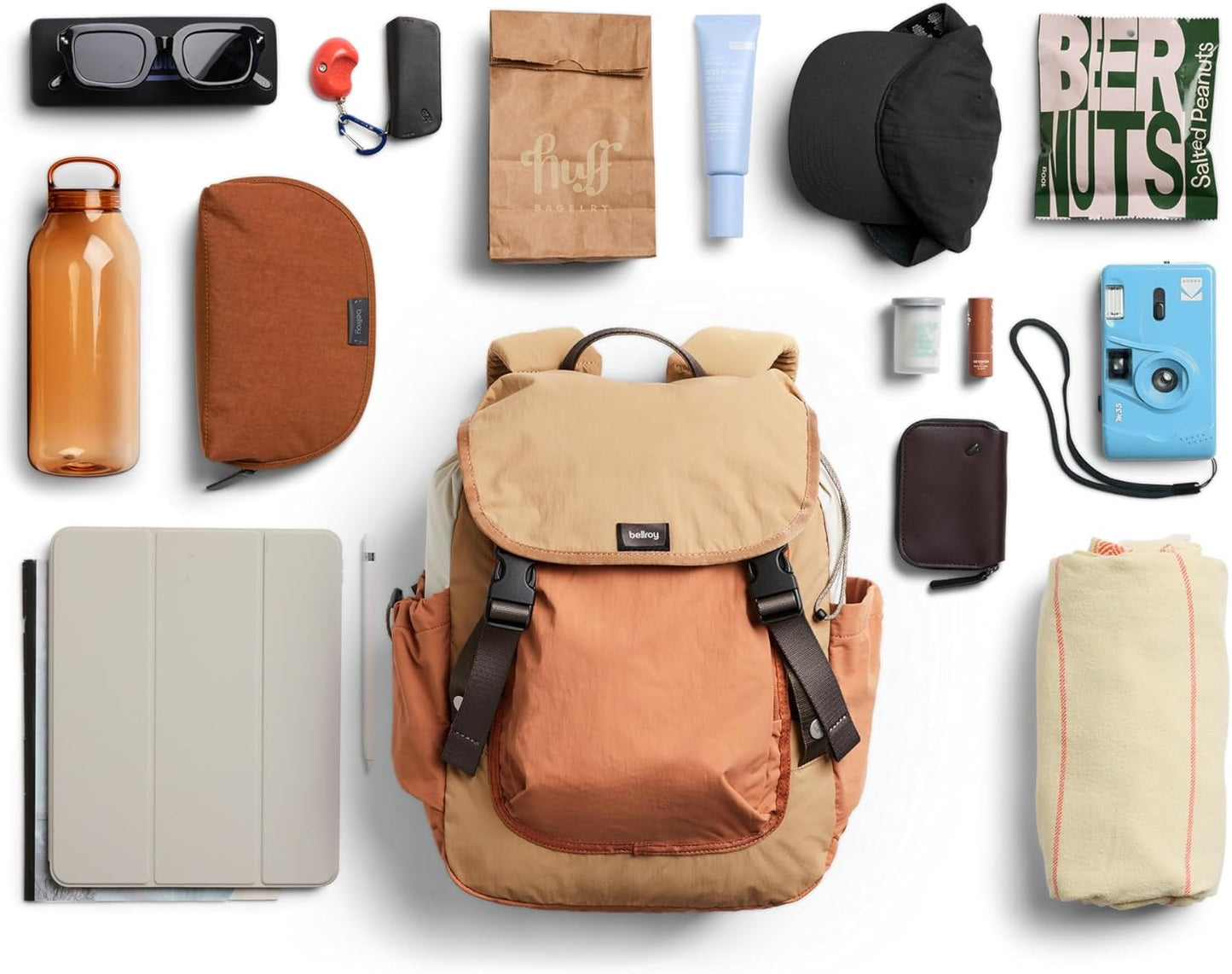 Bellroy Cinch Backpack (lightweight 20 liter backpack with external organization and adjustable shoulder straps) - SandDune