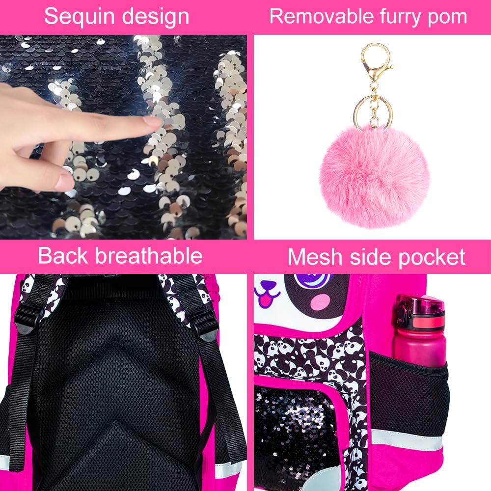 KLFVB 3PCS Backpack for Girls and Boys, 15" Unicorn Dinosaur Bookbag with Lunch Box, Kids Preschool School bag