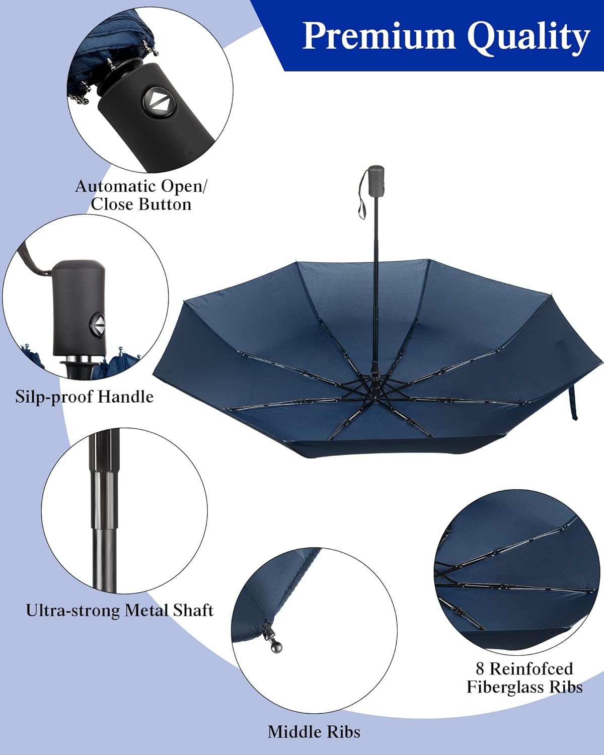 Wesiti 10 Pack Rain Umbrellas Bulk Automatic Open Close Collapsible Umbrella for Men Women