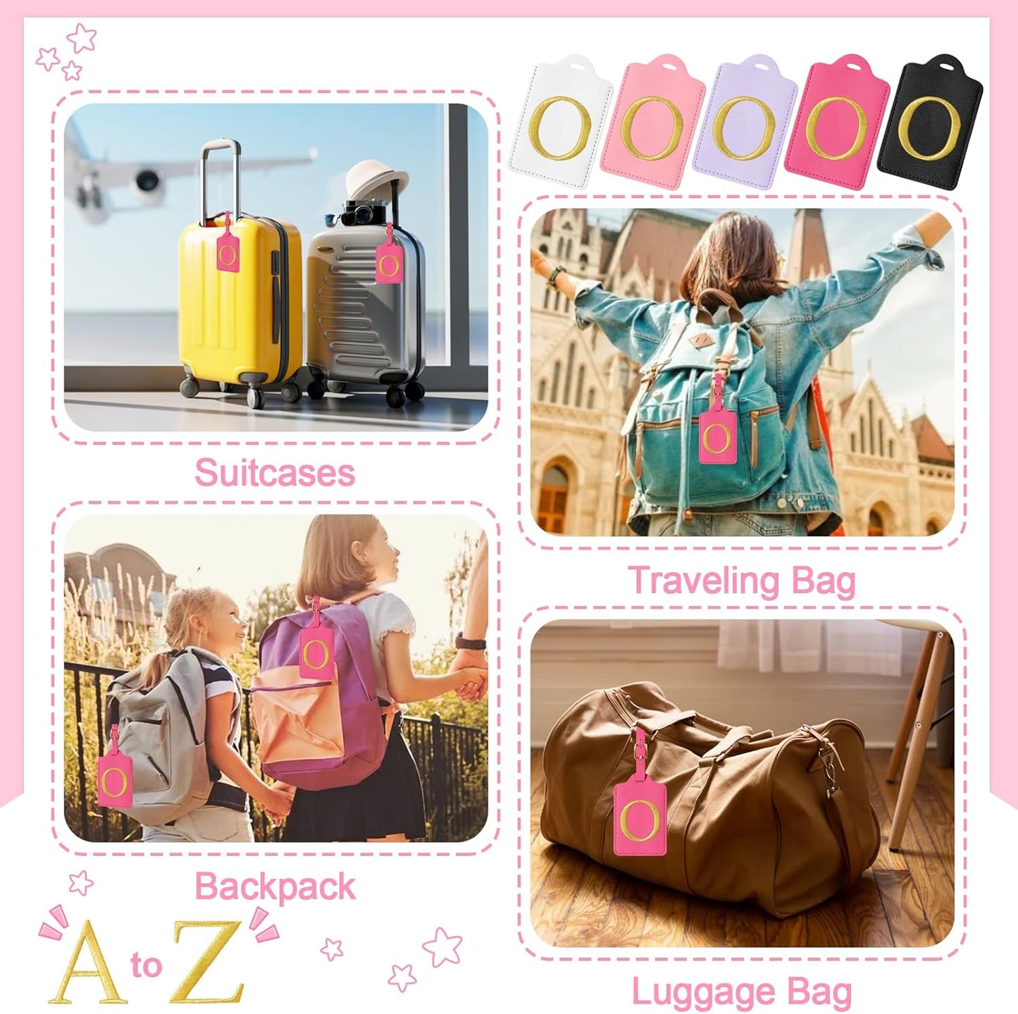 Initial Letter Luggage Tags for Suitcases, Personalized Embroidered Letter Luggage Bag Suitcase