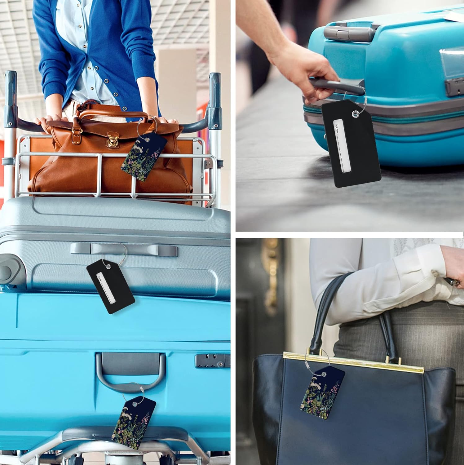 2 luggage tags, (1" smaller than traditional) perfect for quick luggage identification with