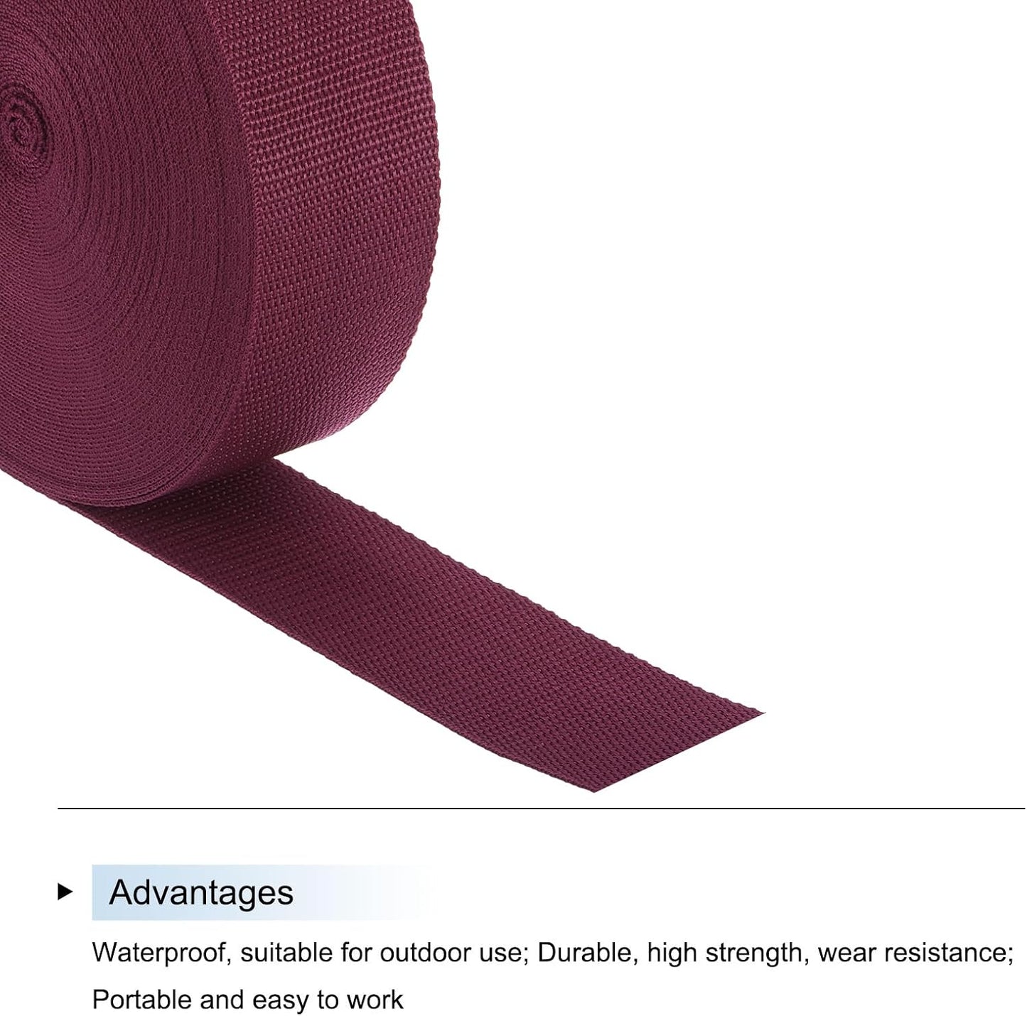MECCANIXITY Lightweight Polypropylene Webbing Strap 2" 25 Yard Backpack Strapping Band Dark Red for Outdoor Luggage Cargo Straps