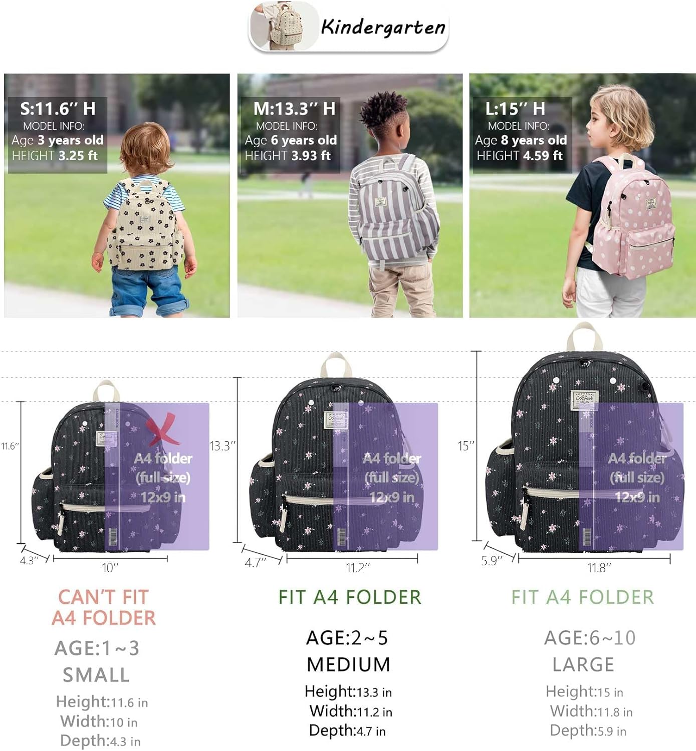 Corduroy Toddler Backpack for Boys 2-5: Preschool Backpack for Boys Girls - Cute Kids Backpack for Boys 13.5" H Fit Folder