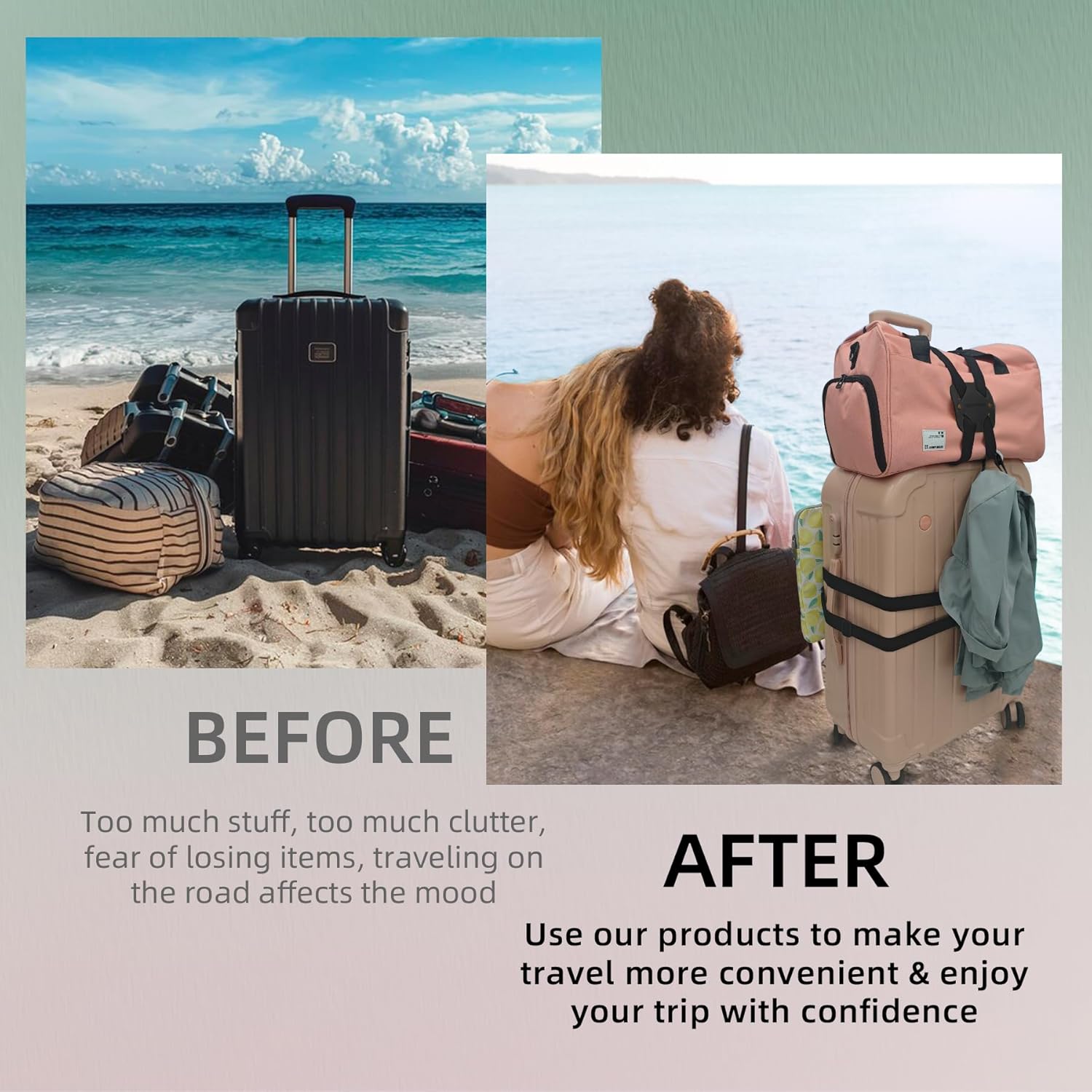Luggage Straps for Suitcases,Luggage Straps Bag Bungees,Adjustable TSA-Approved – High Elastic