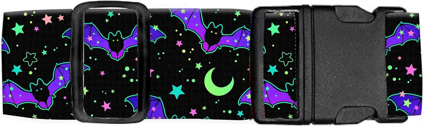 Luggage Straps for Suitcases Travel Belt Accessories, Cute Suitcase Strap, Adjustable Luggage Belt Strap, Heavy Duty with Quick-Release Buckle Luggage Strap Bats Stars