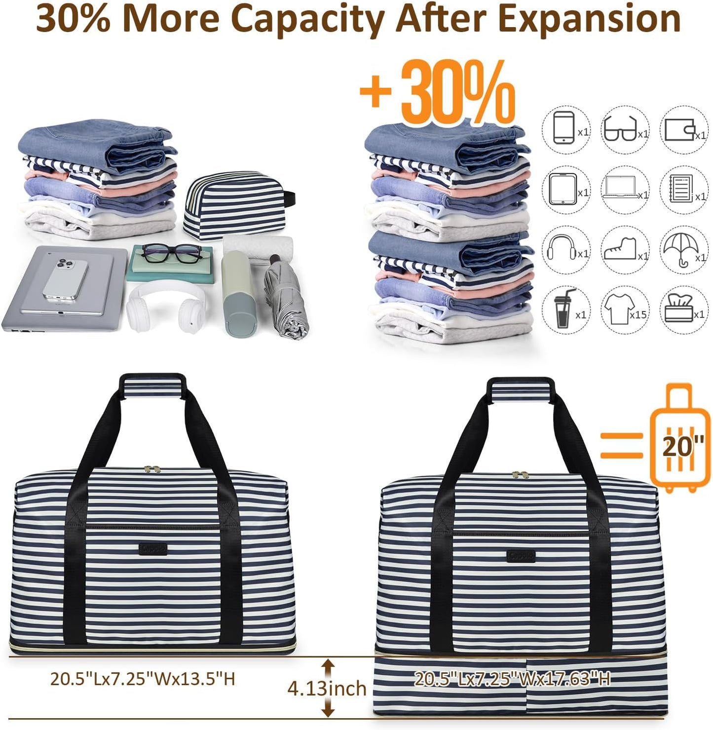 Expandable Travel Duffle Bags Weekender Overnight Bags for Women Men Hospital Bag for Women Labor