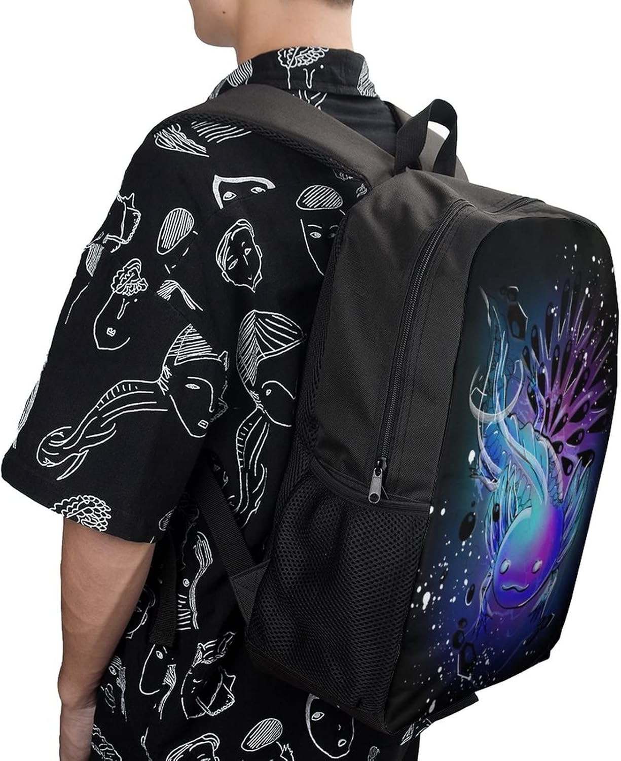 Axolotl Backpack, Waterproof Bookbag for Boys Girls Back to School 17 Inch