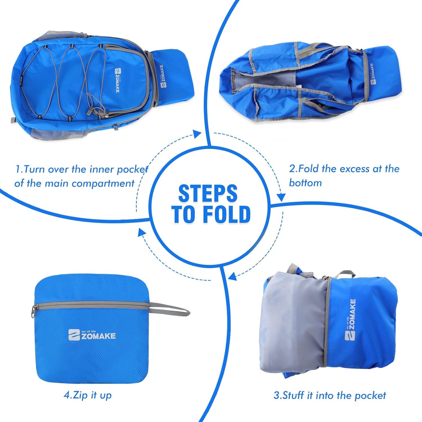 ZOMAKE Lightweight Packable Backpack 28L, Foldable Backpacks Water Resistant Collapsible Day Bag Light Daypack for Hiking