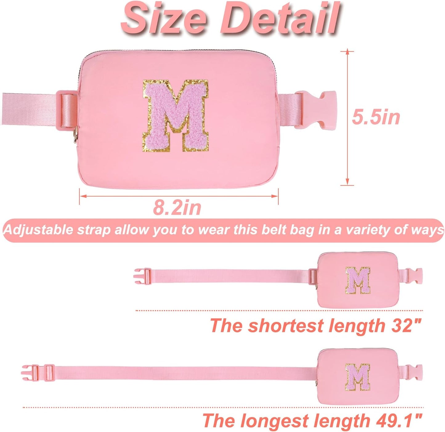 Dance Recital Gifts - Dance Bag for Teens & Kids - Belt Bag Crossbody Bags - Small Waist Packs - Fanny Pack Birthday Gifts | Peach