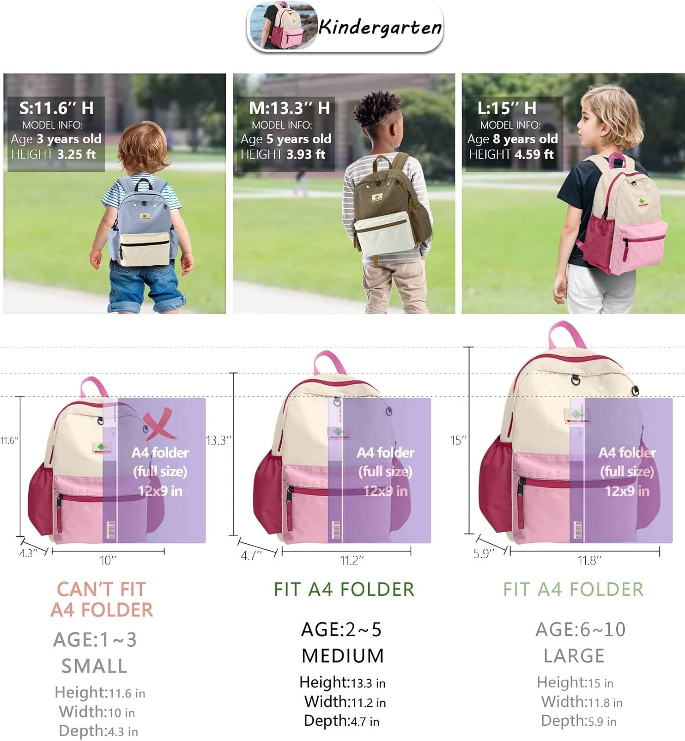 Toddler Backpack for Boys 2-5: Preschool Backpack for Boys Girls - Cute Kids Backpack for Boys 13.5" H Fit Folder