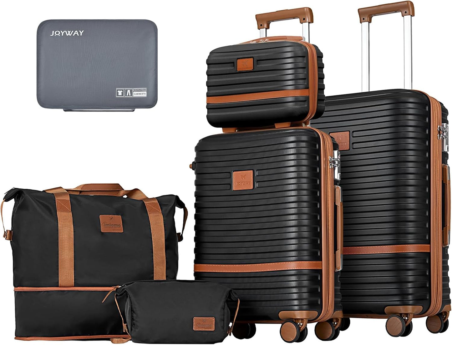 Joyway Carry on 20Inch &24 Inch Checked Luggage Set, 2-Piece Expandable Suitecase Set with Spinner Wheel, Hard Shell Suitcase with TSA Lock(Black)