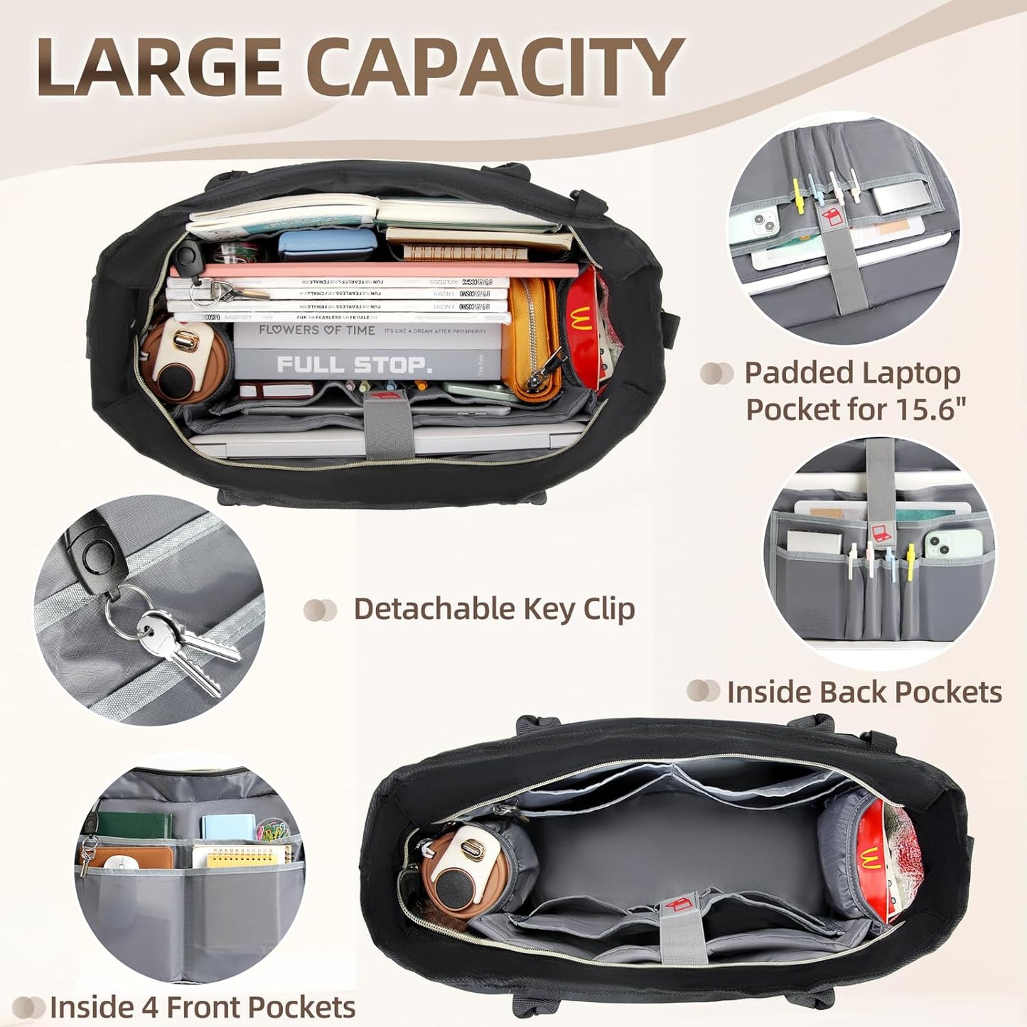 RAINSMORE Laptop Bag for Women 15.6 Inch Work Teacher Tote Nurse Bag Professional Laptop Tote Computer Messenger Shoulder Bags Large Handbag Business Office Work Briefcase