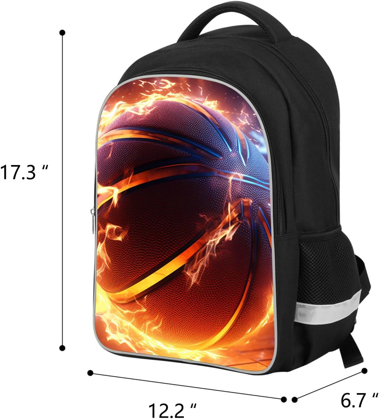 Basketball Kids Backpack for Boys and Girls, Middle School and Elementary Kids Sports Bookbag, Polyester, 23 Liters, Bottle Holder with Double Zippers, Giftable Lightweight Back Pack