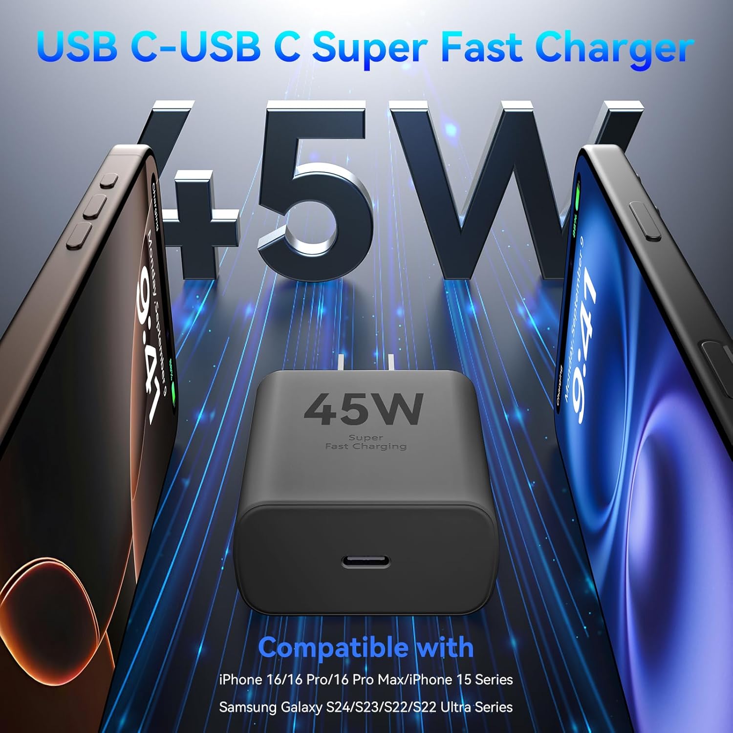 iPhone 17 16 15 Charger Fast Charging PD 45W, 10 FT USB C Cable iPhone 17/16/15 Pro max Charging