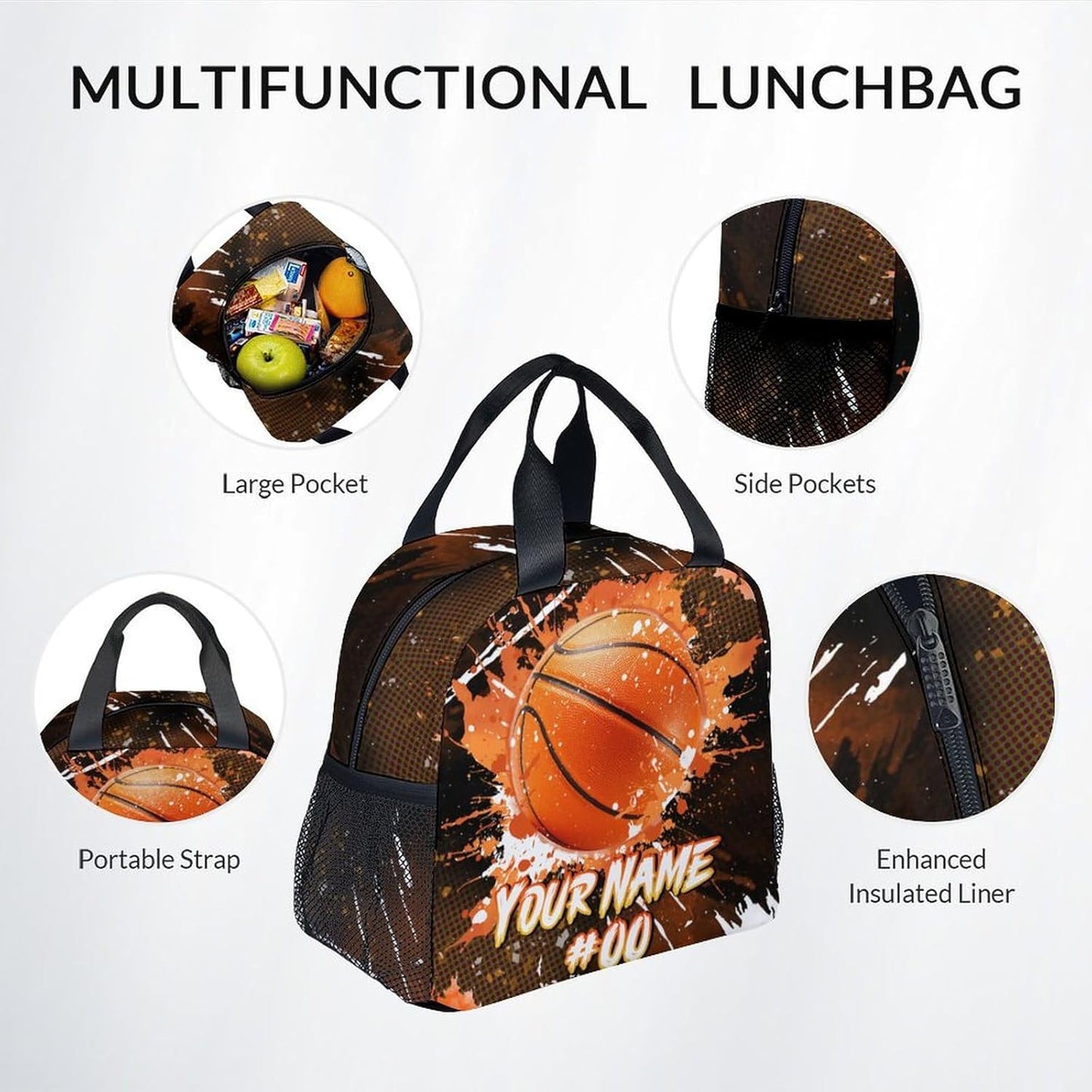 COZYAURA Boys Backpack Set - Personalized Basketball Backpacks for Kids - Sports Theme Bookbag for Elementary Middle School - Cool School Bag with Lunch Box & Pencil Case