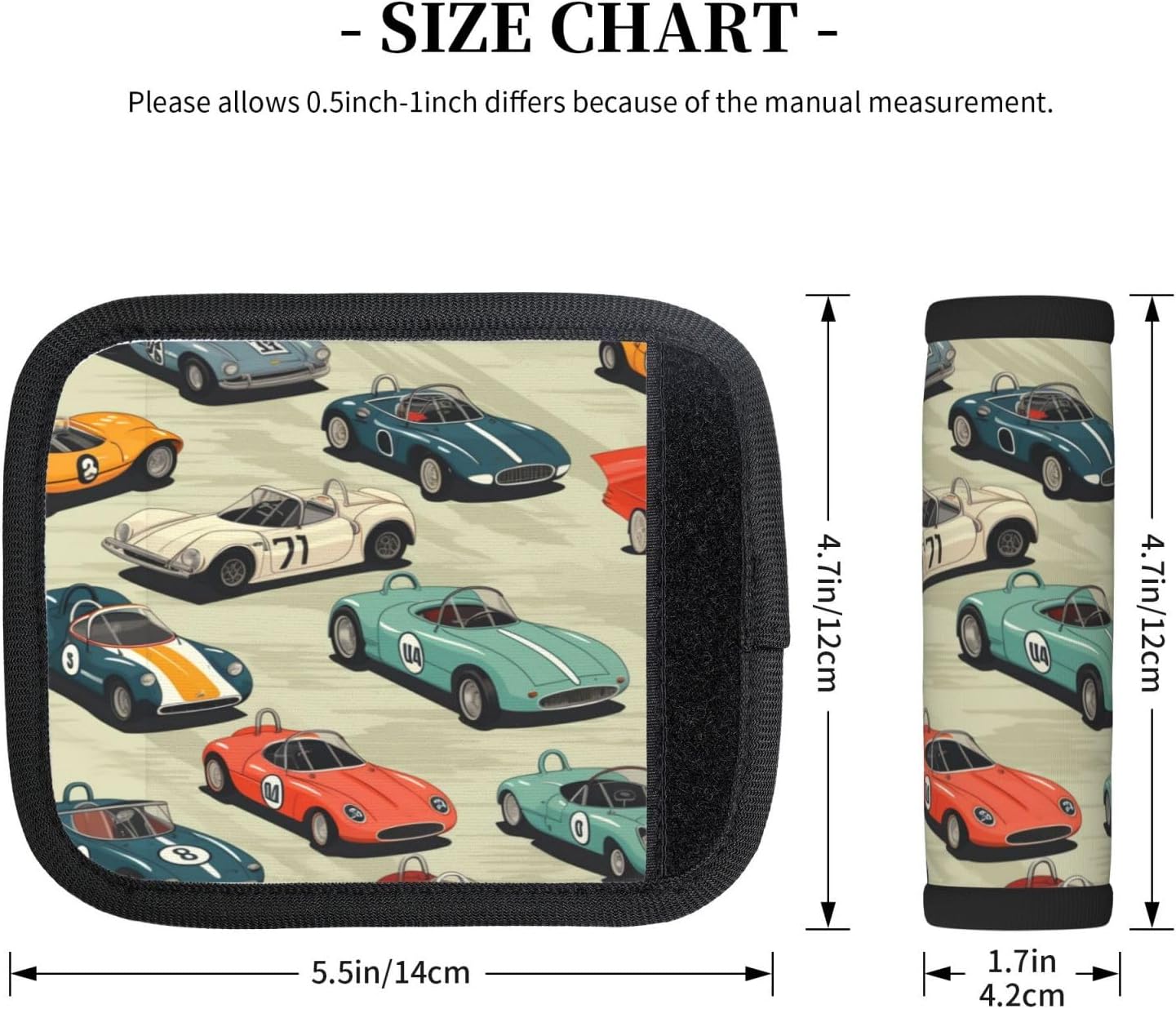 Luggage Handle Wraps Cool Race Cars Pattern Luggage Identifiers Soft Neoprene Luggage Handle Wraps For Suitcase Trolley Handle Grip Cover 2 Pack Luggage Tags