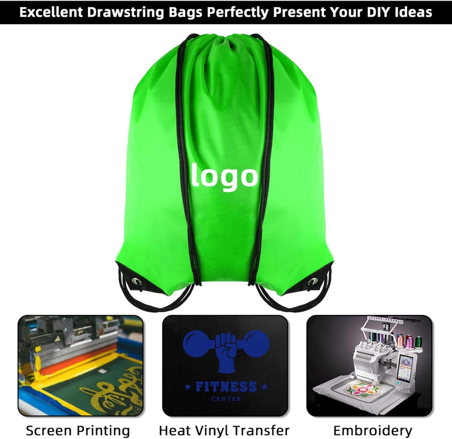 GoodtoU Drawstring Backpack Nylon Bags Pack Bulk Cinch Sack Gym Bag Drawstring Backpack for Sport, Traveling, Team (Green, 80Pcs)
