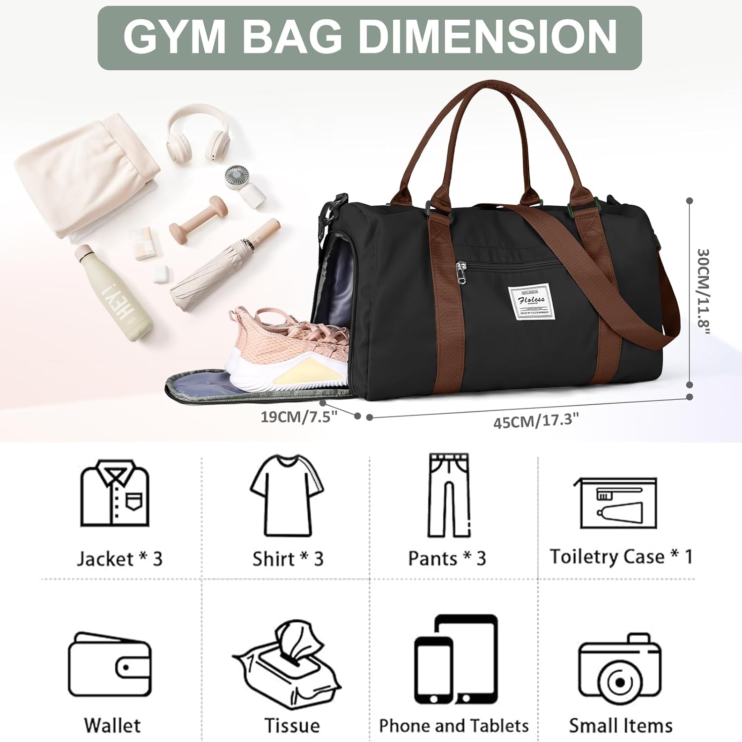 Gym Bag for Women with Shoes Compartment,Small Duffel Bag Sport bag with Toiletry Bag Overnight