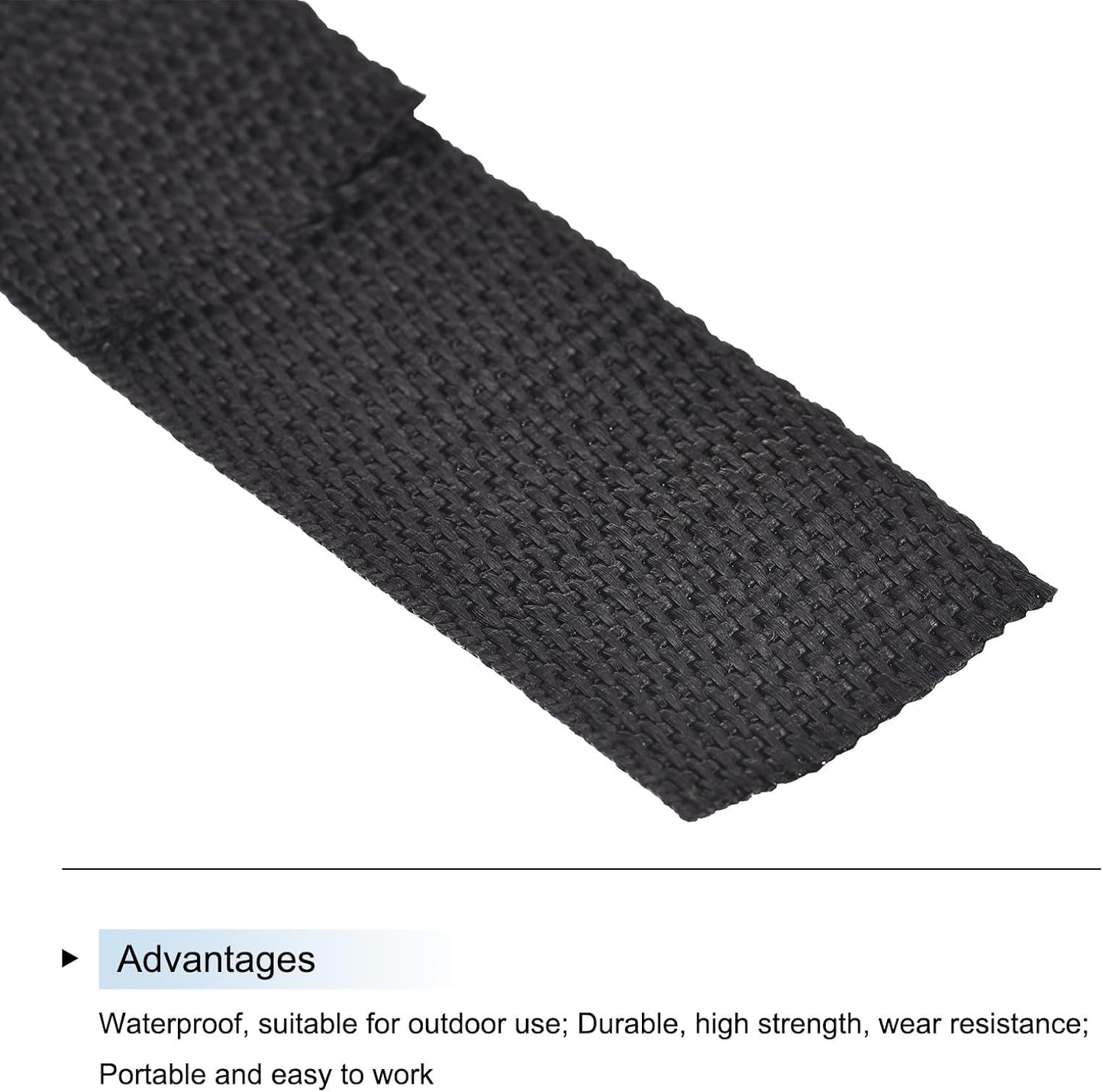 MECCANIXITY Lightweight Polypropylene Webbing Strap 0.8" 25 Yard Backpack Strapping Band Black for Outdoor Luggage Cargo Straps