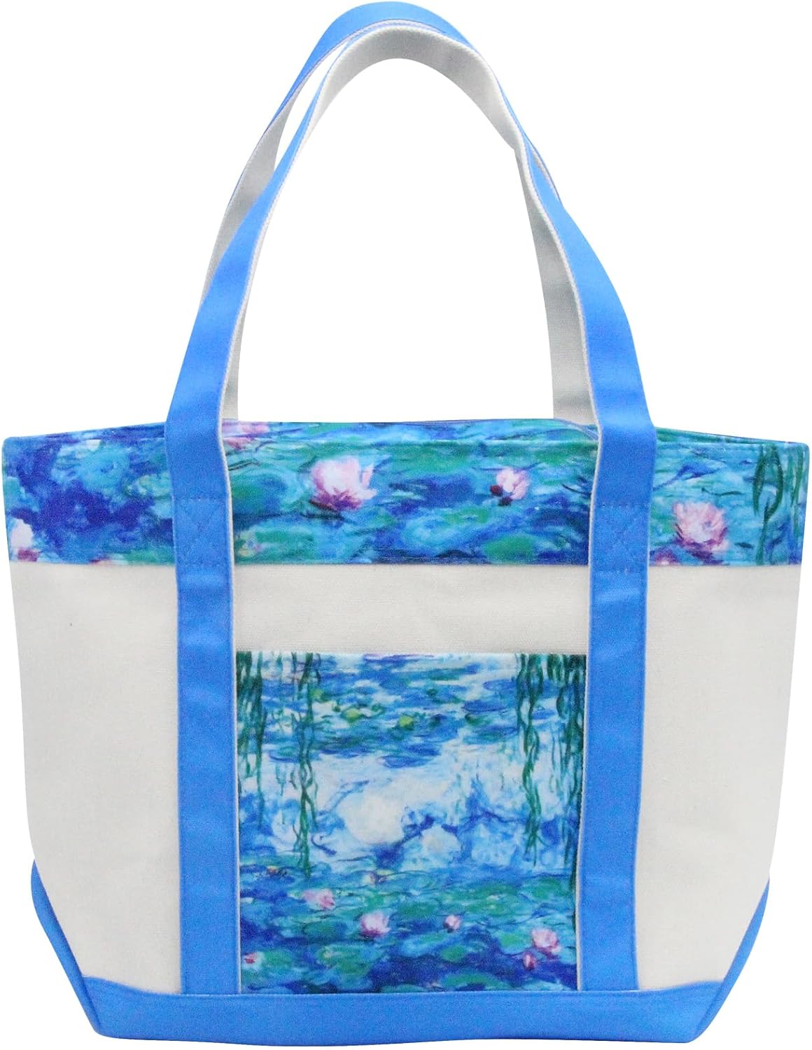 RainCaper Fine Art Large Cotton Canvas Tote Bag Roomy Heavy Duty Sturdy Boat Bag Zippered Top Lots of Pockets Shoulder Straps