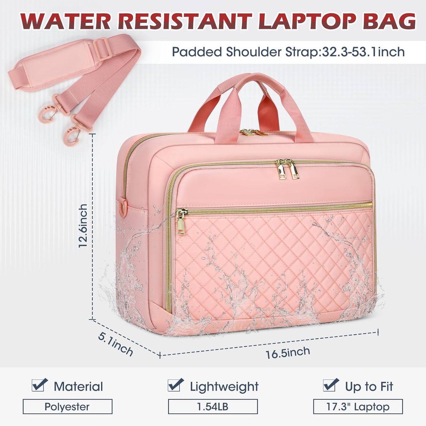 NEWHEY Laptop Bag 17.3 Inch Laptop Briefcase for Women Men Waterproof Shoulder Messenger Bag Large