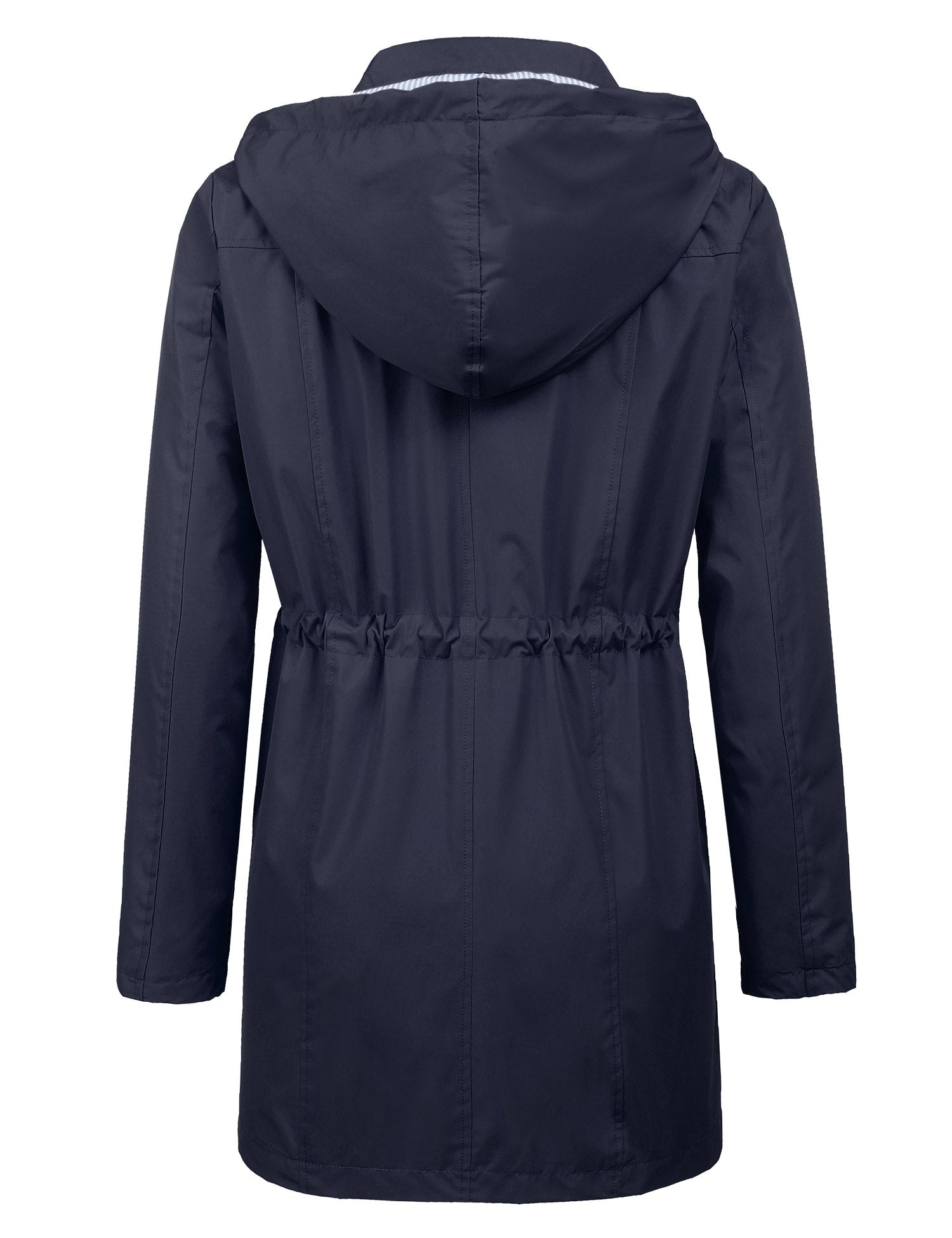 LOMON Women Rain Jacket Lightweight Travel Trench Waterproof Raincoat Hoodie Windproof Hiking Coat