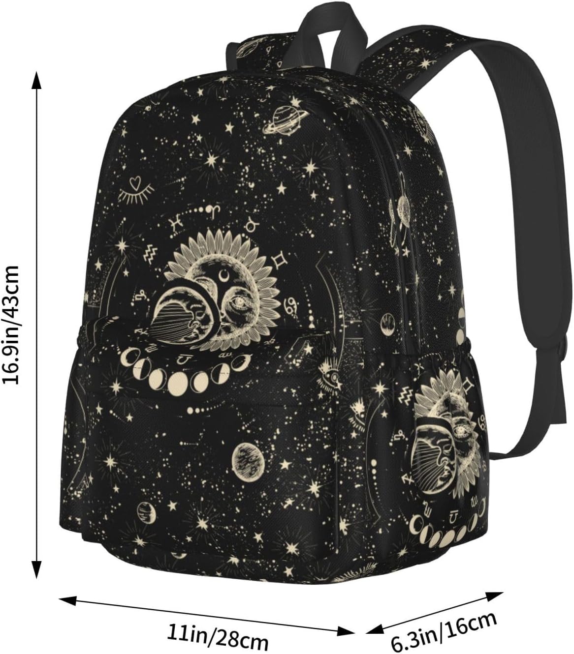 Moon And Sun Backpack School Bag Lightweight Bookbag Laptop Travel Daypack For Kids Girls Boys Teens
