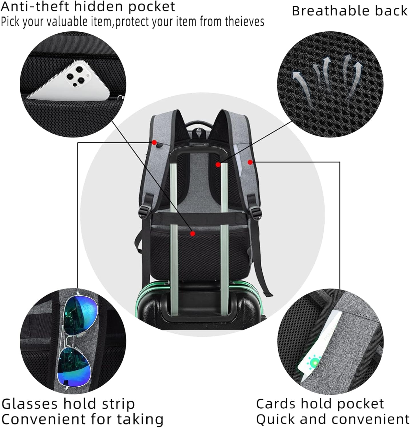 DUSLANG 17 Inch Travel Laptop Backpack Water Resistant College Backpack for Men/Women Laptop Bag