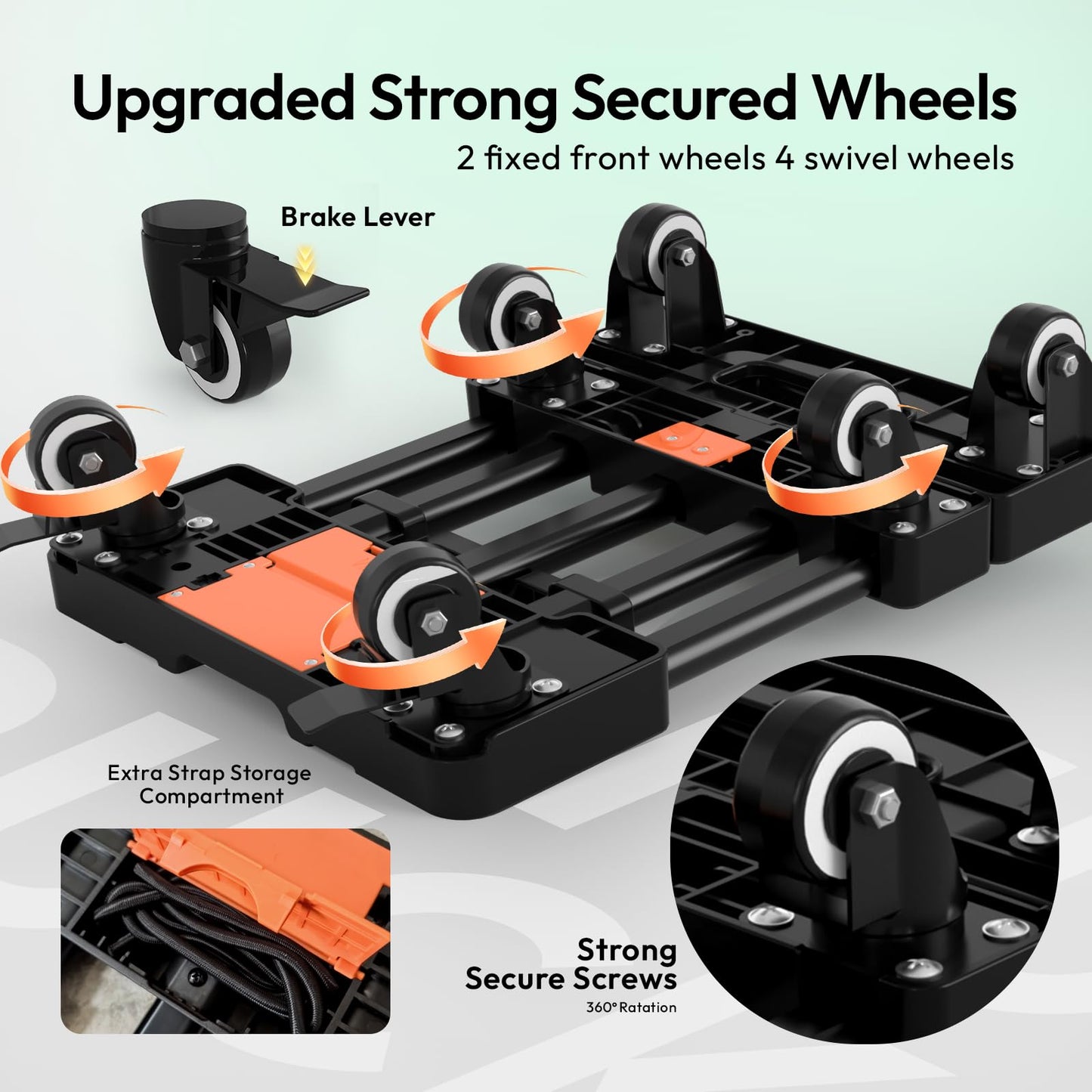 Voipvvii Folding Hand Truck 500lbs, Portable Heavy Duty Dolly Cart, 6 Wheels Collapsible Luggage