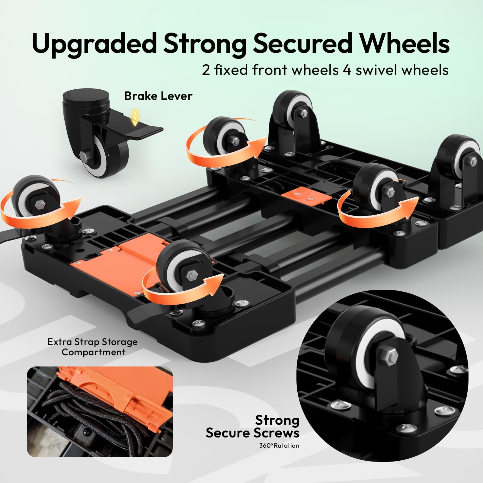 Voipvvii Folding Hand Truck 500lbs, Portable Heavy Duty Dolly Cart, 6 Wheels Collapsible Luggage