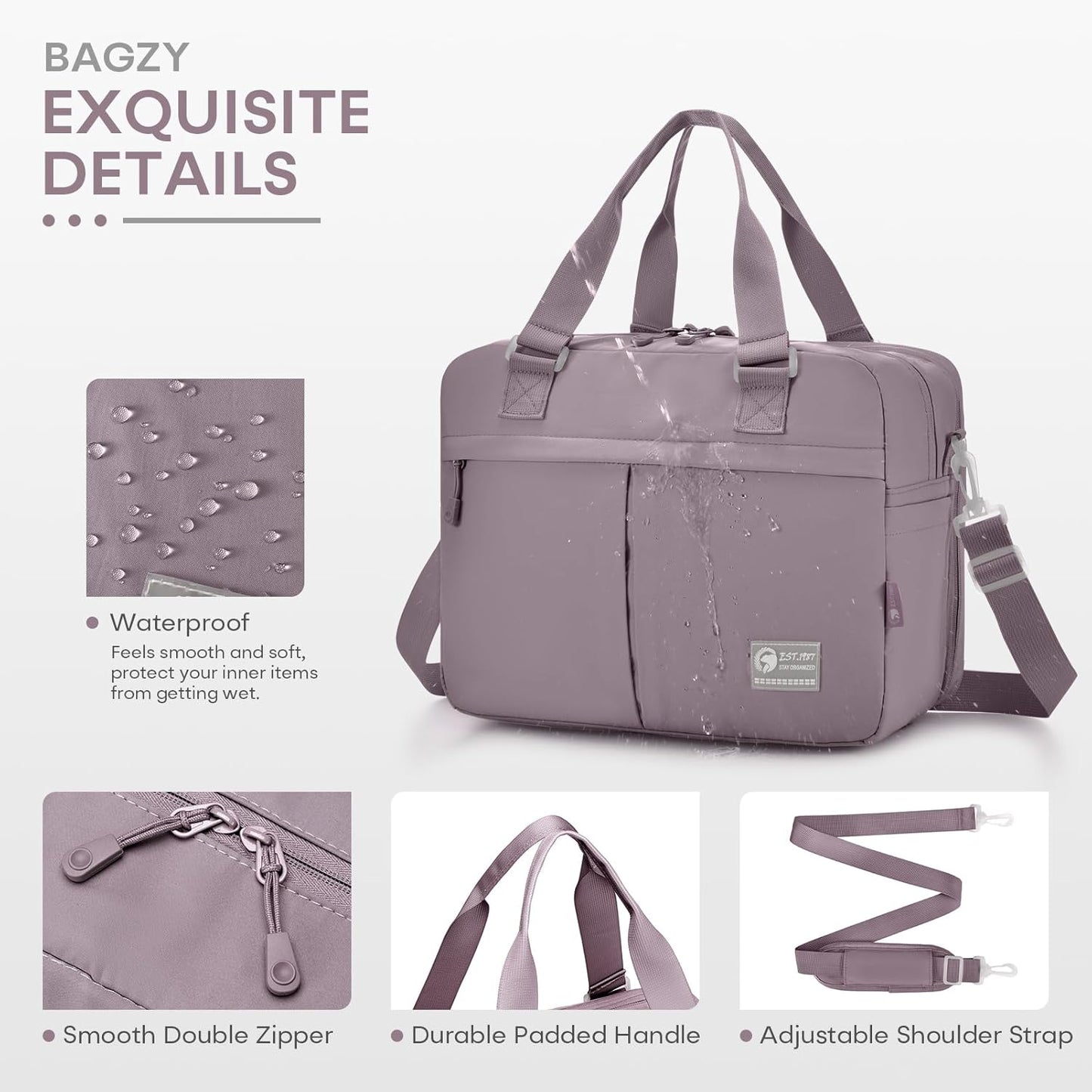 40x30x15cm Personal Item Travel Bag Expandable 40x30x25cm Gym Bag Lightweight Duffle Bag Mens Weekender Bags for Women with Wet Pocket for Overnight Hospital Carry on Bags for Airplanes Purple