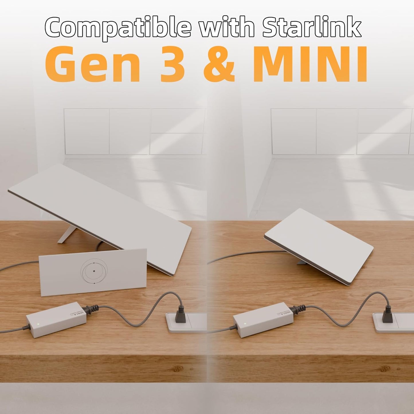 Starlink Gen 3 & Mini Power Supply, AC Charger with Power Cord, 144W Adapter for Gen3 Standard, Starlink Mini, Multi-Protection, 100-240V