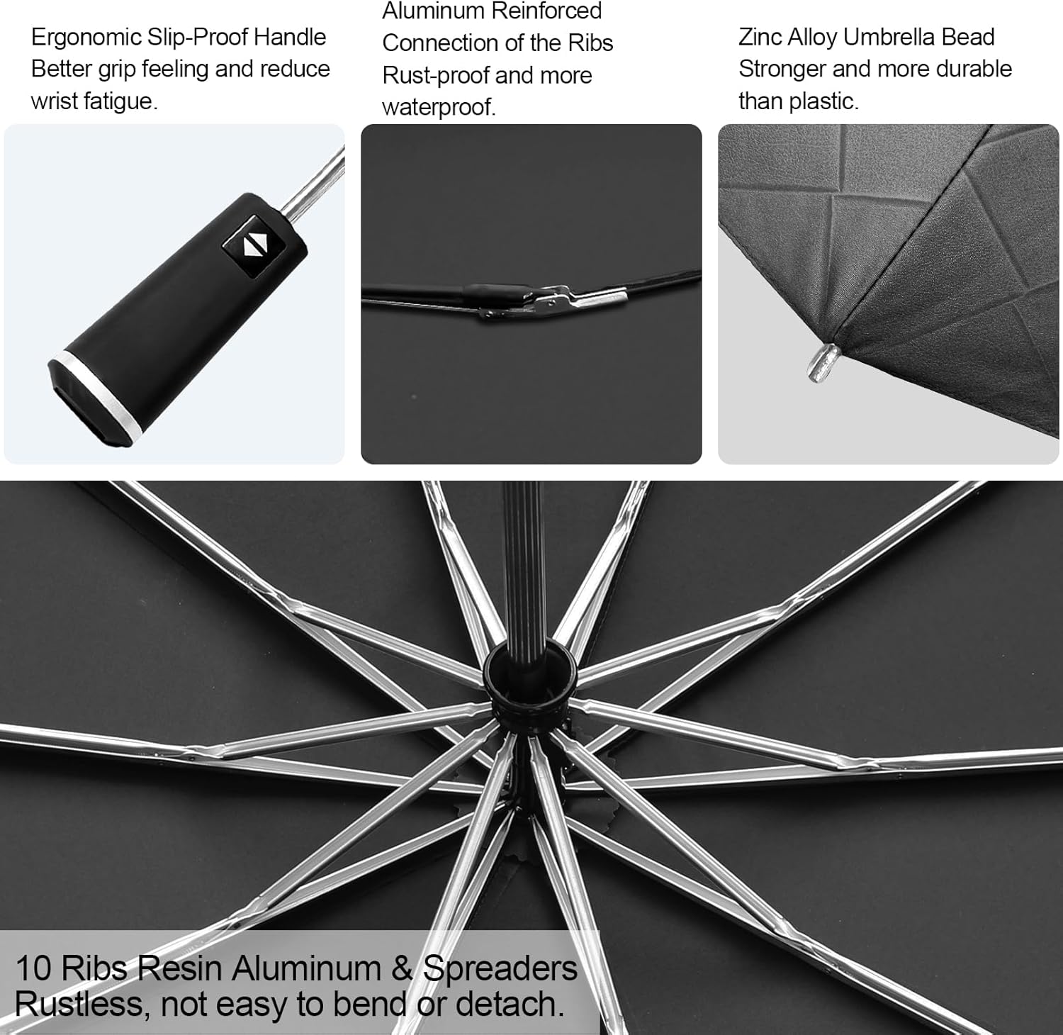 Satol 46/54/62 Inch Large Golf Umbrella, Windproof 10 Ribs Automatic Open/Close Oversize Double