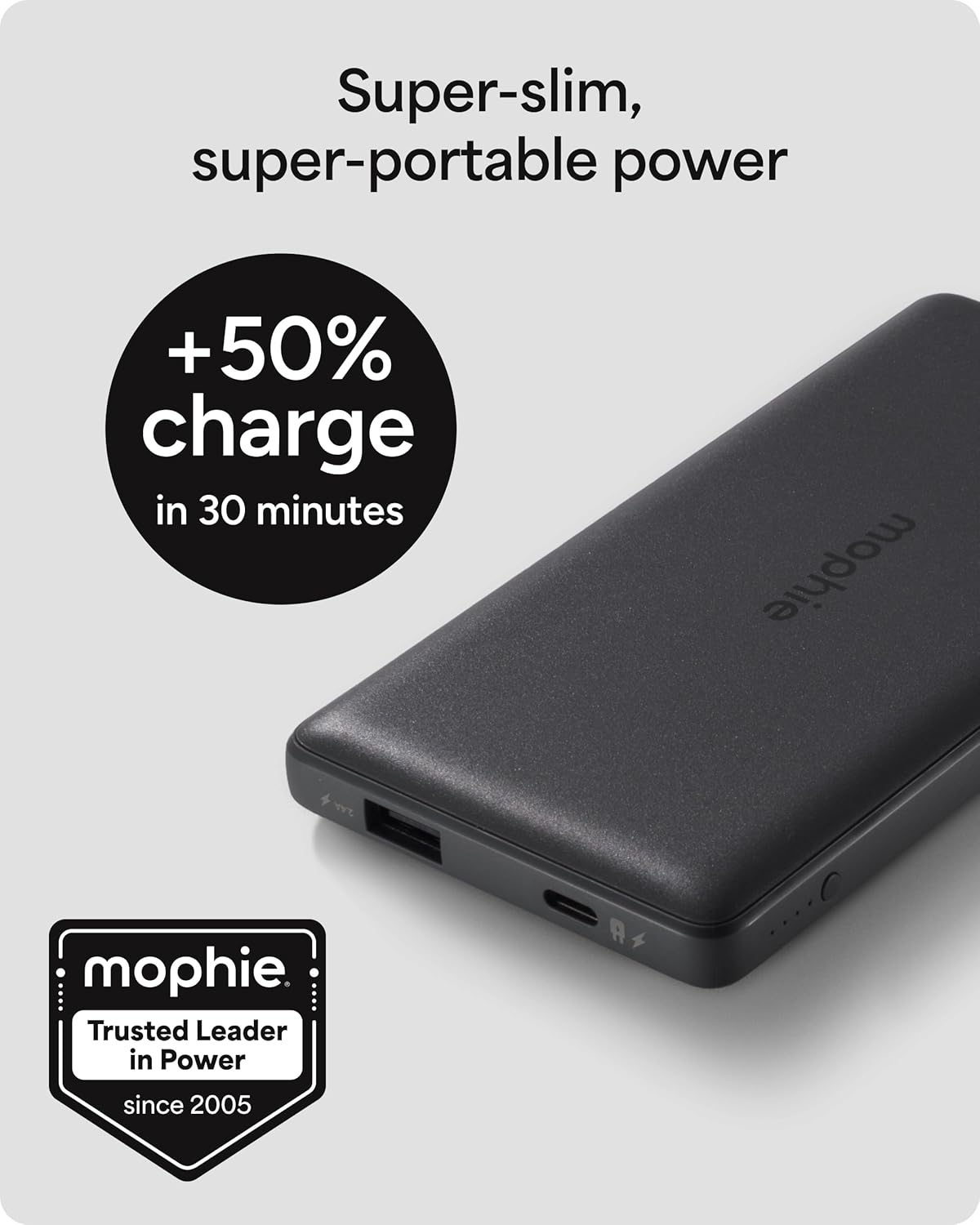 Mophie Powerstation Slim 10,000mAh Power Bank | Thin Everyday Power | 15W, Multi-Device