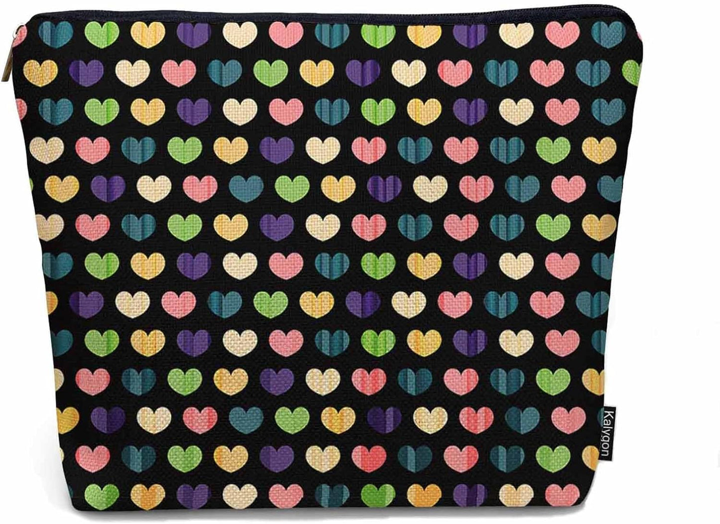 Makeup Bag Heart Makeup Bags For Purse Pouch, Colorful Love Hearts Travel Toiletry Bag Cosmetic Bag Makeup Bags Flax Makeup Organizer Bag Pencil Pouch For Man Woman