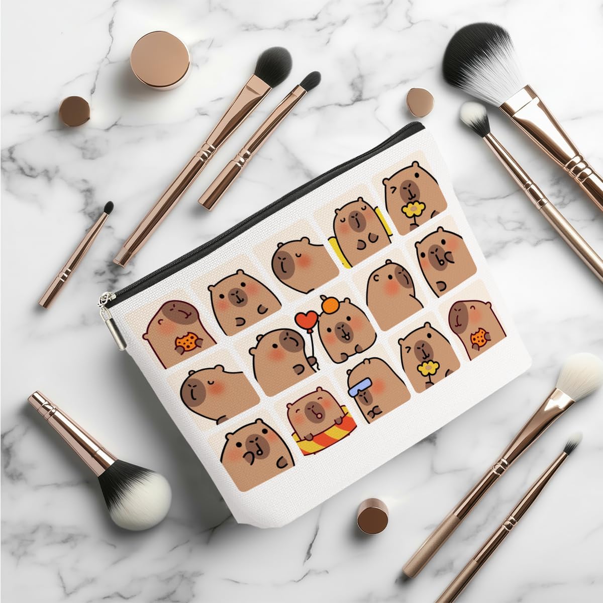 Cute Capybara Makeup Bag, Capybara Gifts for Women, Capybara Lovers Cosmetic Bag Travel Organizer Bags Makeup Pouch, Capybara Stuff Animal Lovers Gifts for Girls Nurse Christmas birthday Gifts