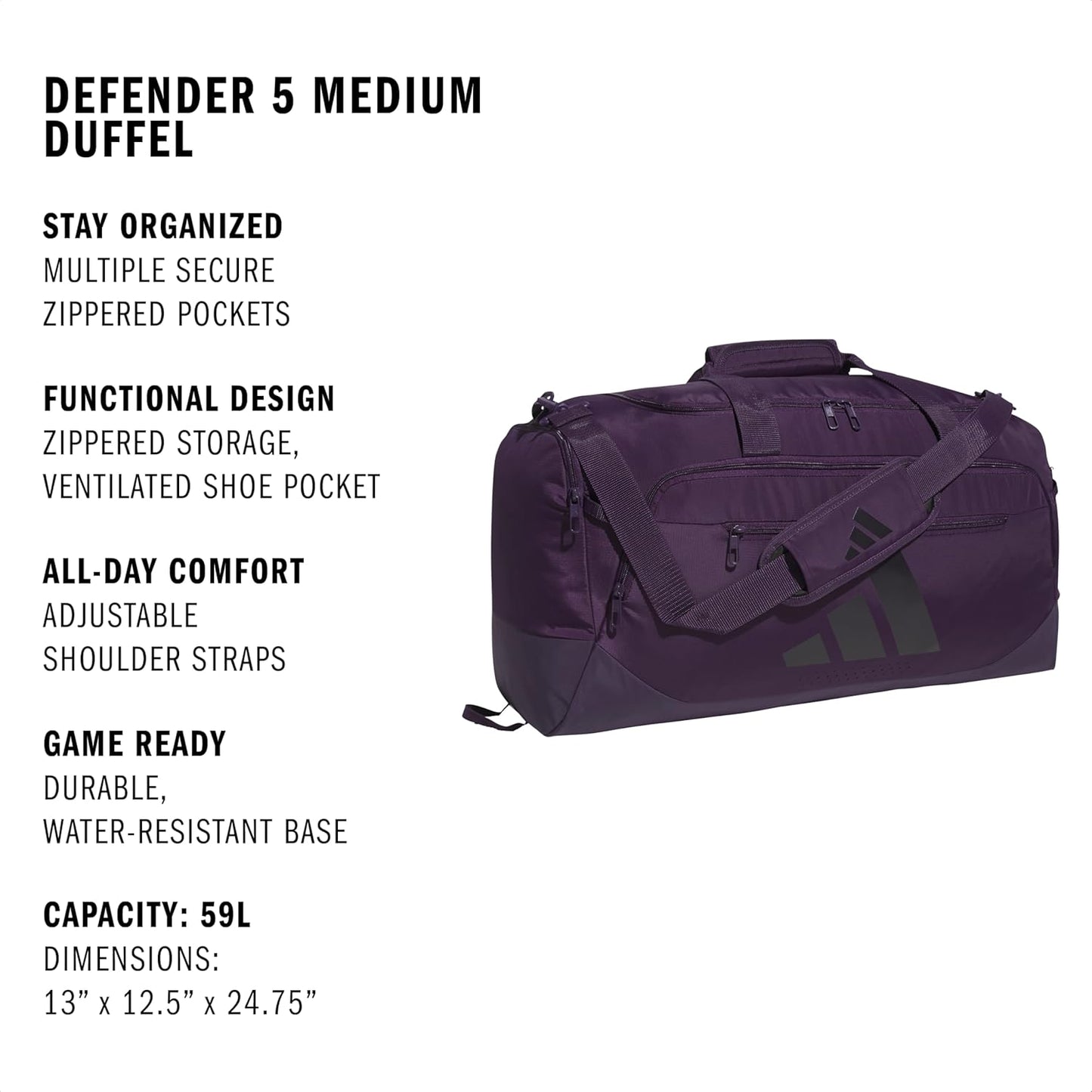 adidas Defender 5.0 Duffel Bag – Durable for Sports, Gym & Travel