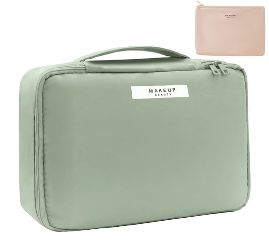 Queboom Travel Makeup Bag Cosmetic Bag Toiletry Bag for Women & Men, Green – product image