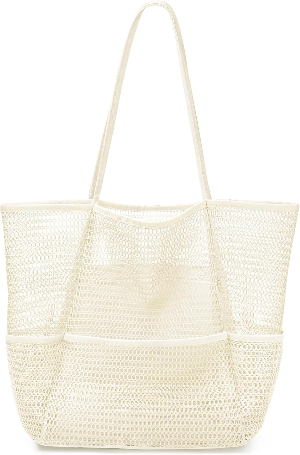 KPX Beach Bag with Mini Pocket, Beach Tote Bags for Women Large Foldable Mesh Swimming Pool Travel Bags - Sandproof